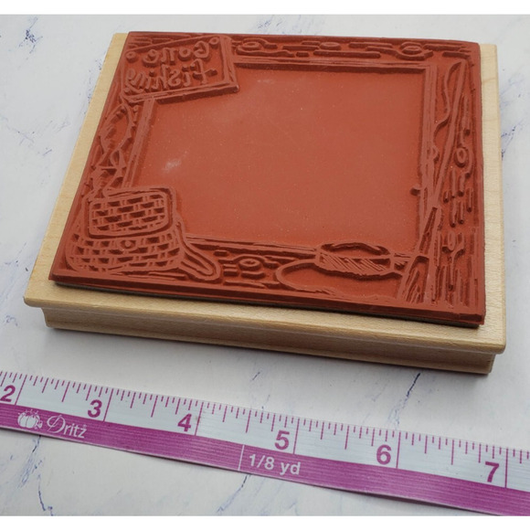 Great Impressions Gone Fishing Pole Fish Frame Rubber Stamp - Picture 6 of 7